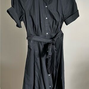 J. Crew Black Midi Dress with Tie Waist